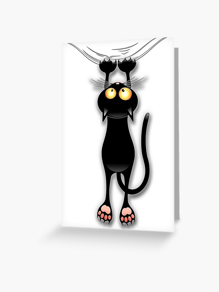 Carte De Vœux Chat Amusant Et Vilain Qui Tombe Par Bluedarkart Redbubble