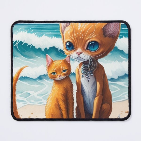 Item preview, Cute ginger Catirepto with her cat on vacation by the sea. designed and sold by SaraSumi.