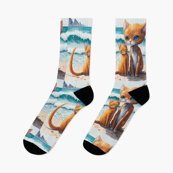 Item preview, Cute ginger Catirepto with her cat on vacation by the sea. designed and sold by SaraSumi.