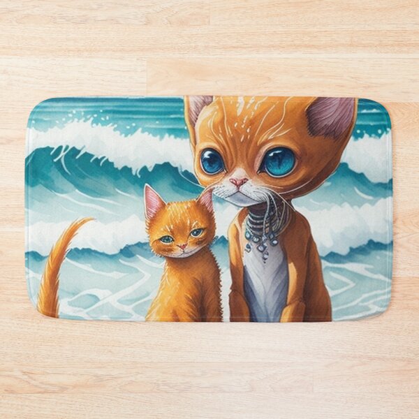 Item preview, Cute ginger Catirepto with her cat on vacation by the sea. designed and sold by SaraSumi.