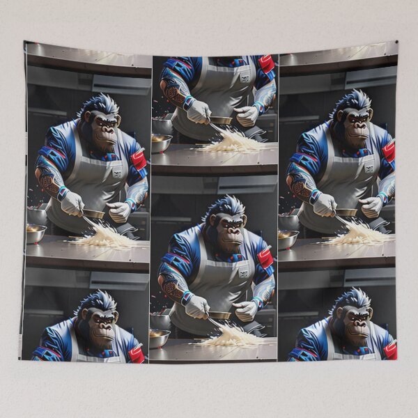 Item preview, a cool chef gorilla working in a kitchen designed and sold by Pelzi100.