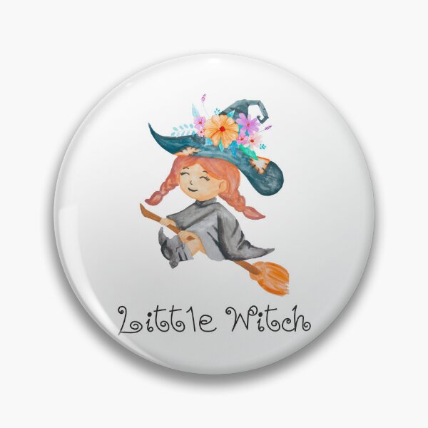 Item preview, Watercolor little witch  wearing flower crown and hat designed and sold by KanyaluckArtist.