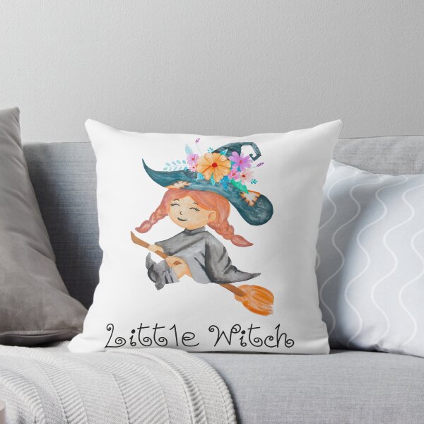 Item preview, Watercolor little witch  wearing flower crown and hat designed and sold by KanyaluckArtist.