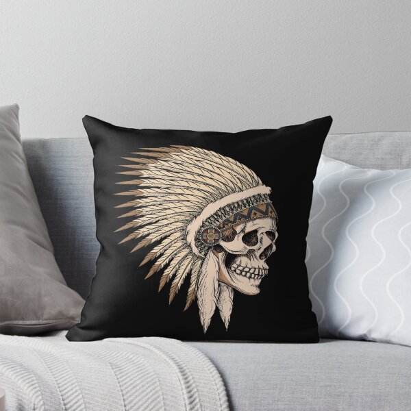 Item preview, Native American Skull Feathers Indigenous Chief America designed and sold by Lenny Stahl.