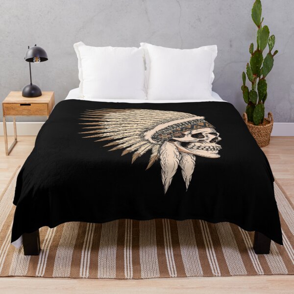 Item preview, Native American Skull Feathers Indigenous Chief America designed and sold by Lenny Stahl.