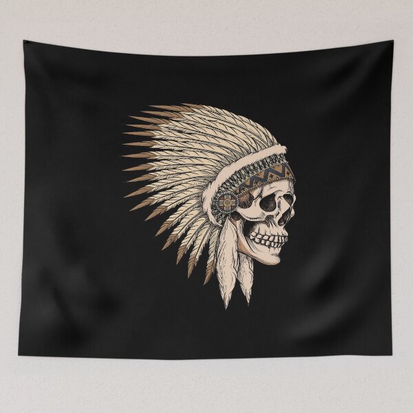 Item preview, Native American Skull Feathers Indigenous Chief America designed and sold by Lenny Stahl.