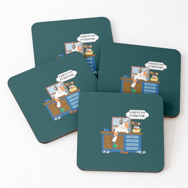 Item preview, Funny Purrpose calico cat broken dishes kitchen counter designed and sold by GiselleSmithz.