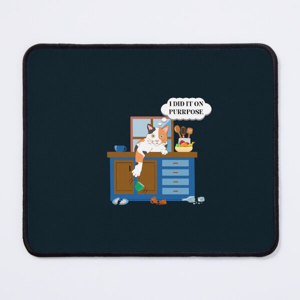 Item preview, Funny Purrpose calico cat broken dishes kitchen counter designed and sold by GiselleSmithz.