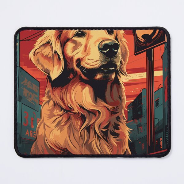 Item preview, Vintage Golden Retriever in City designed and sold by CJS-Art.