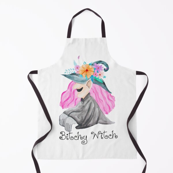 Item preview, Watercolor bitchy witch wearing flower crown and hat designed and sold by KanyaluckArtist.
