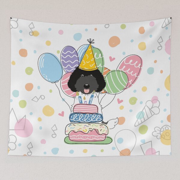 Item preview, Black White Labradoodle Dog Birthday Party designed and sold by Lulupainting.