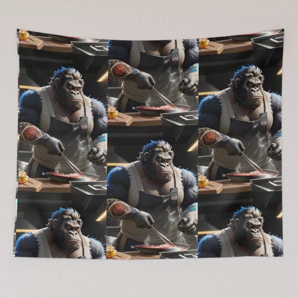 Item preview, a cool chef gorilla working in a kitchen designed and sold by Pelzi100.