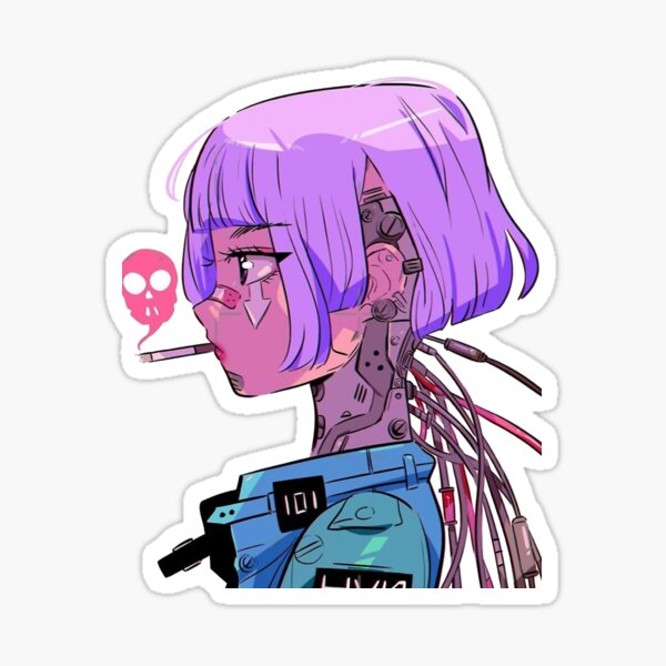 Sci-Fi Rebel - Cyberpunk Girl Goggles Scifi - Sticker