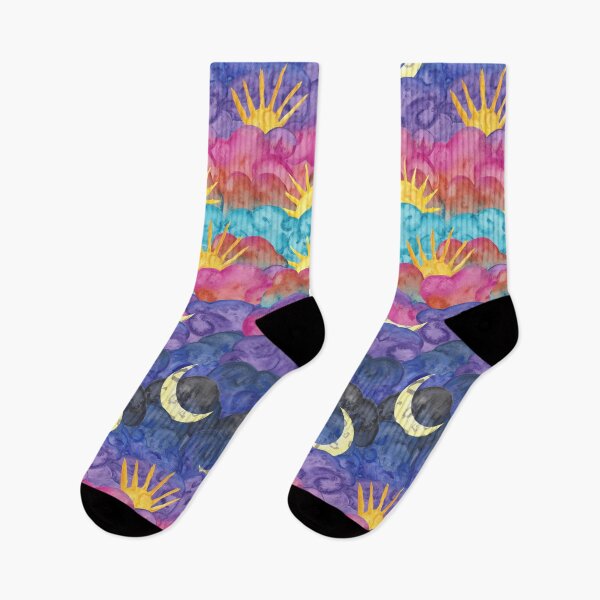Item preview, Sunset to Sunrise - Colorful Watercolor Clouds, Suns, and Moons designed and sold by GenAumonier.