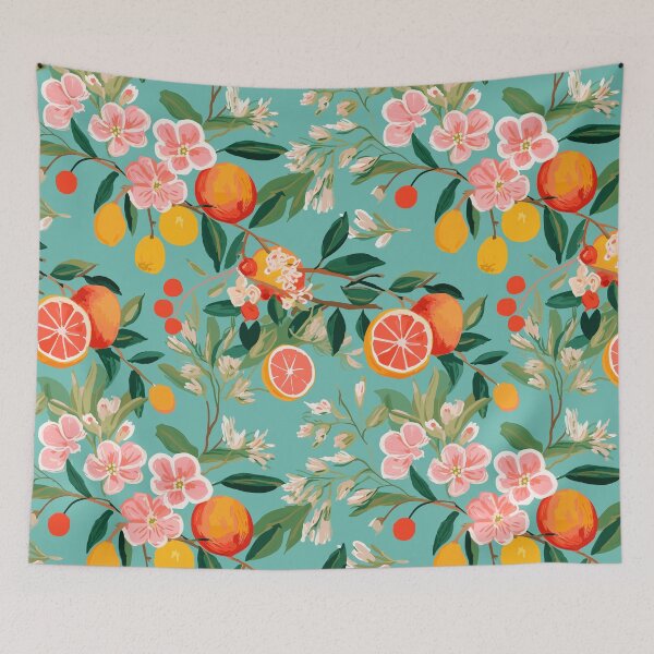 Item preview, Cute Orange Floral Blossom Fruit Print designed and sold by meggydesigns.