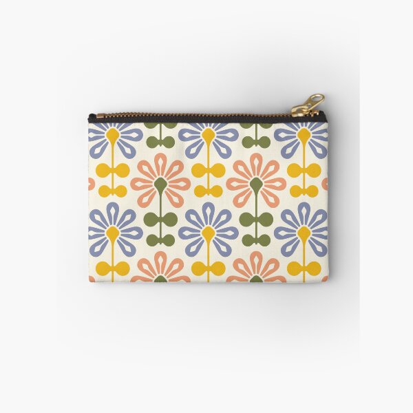 Item preview, Copy of KF 0115 A - Vintage Retro 70s Modern Daisy Geometric Floral Pattern In Coral Yellow Blue and Green designed and sold by KhakiFinch.