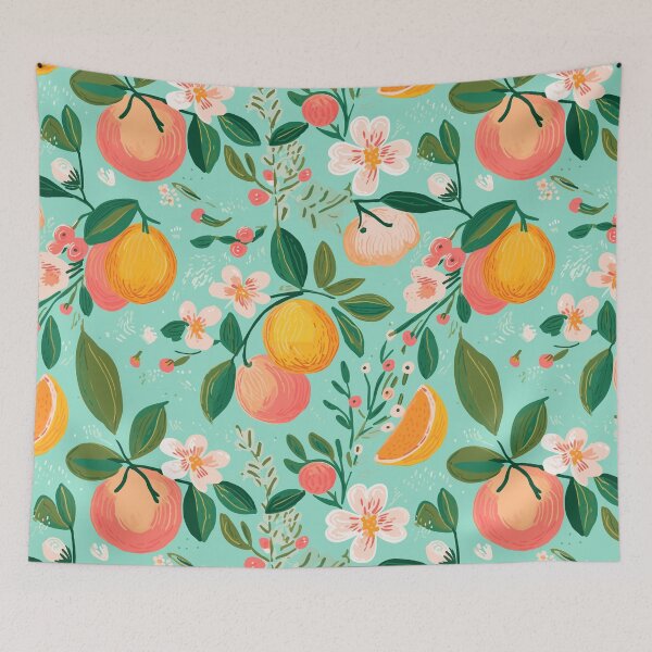 Item preview, Cute Fruity Oranges and Floral Print designed and sold by meggydesigns.