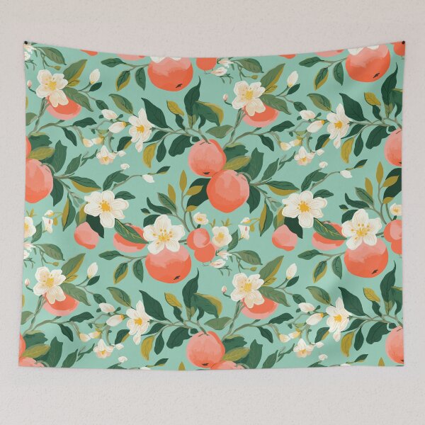 Item preview, Cute Peaches and Flowers Print designed and sold by meggydesigns.