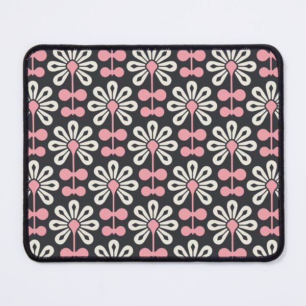 Item preview, KF 0115 E - Vintage Retro 70s Modern Daisy Geometric Floral Pattern In Pink on Dark designed and sold by KhakiFinch.