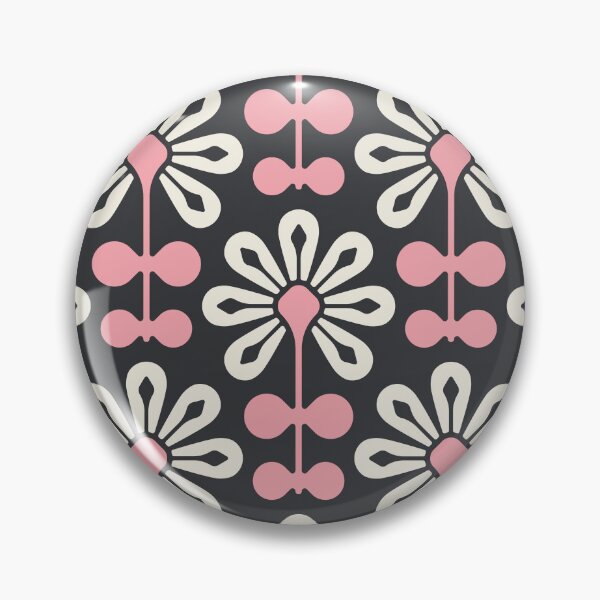 Item preview, KF 0115 E - Vintage Retro 70s Modern Daisy Geometric Floral Pattern In Pink on Dark designed and sold by KhakiFinch.