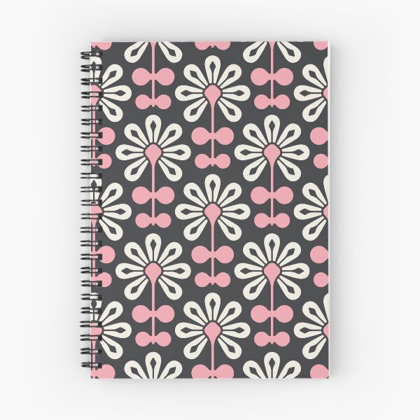 Item preview, KF 0115 E - Vintage Retro 70s Modern Daisy Geometric Floral Pattern In Pink on Dark designed and sold by KhakiFinch.