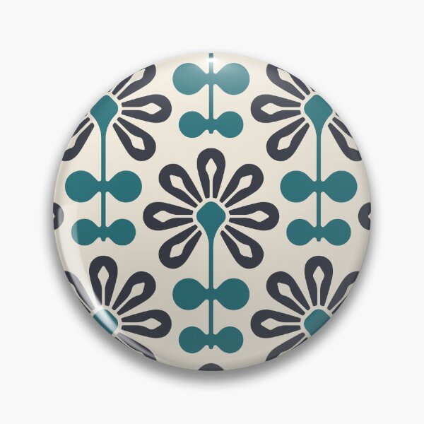 Item preview, KF 0115 F - Vintage Retro 70s Modern Daisy Geometric Floral Pattern In Green on Cream designed and sold by KhakiFinch.