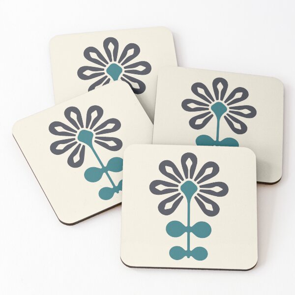 Item preview, KF 0115 F - Vintage Retro 70s Modern Daisy Geometric Floral Pattern In Green on Cream designed and sold by KhakiFinch.