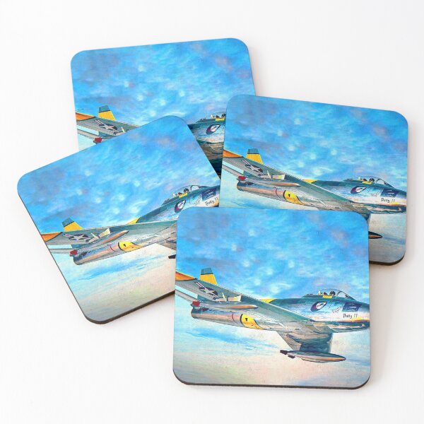 Item preview, F-86 Sabre flying over the ocean watercolor oil painting designed and sold by Rodissimus1984.