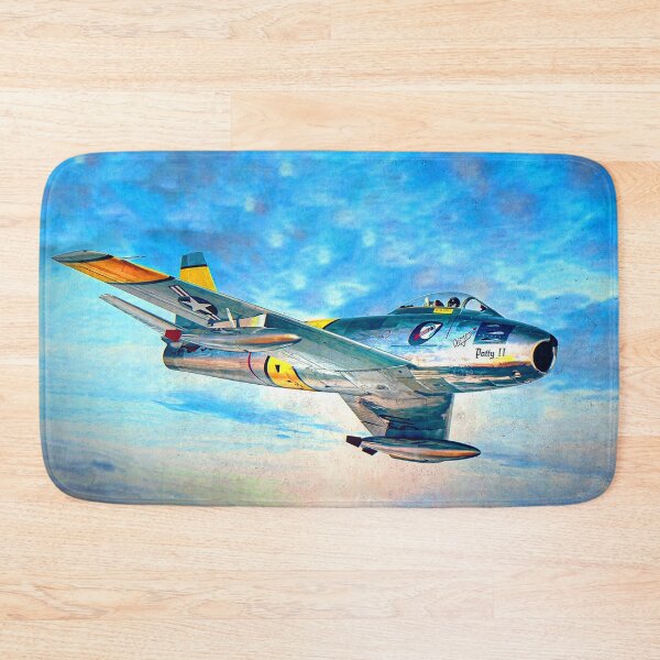 Item preview, F-86 Sabre flying over the ocean watercolor oil painting designed and sold by Rodissimus1984.