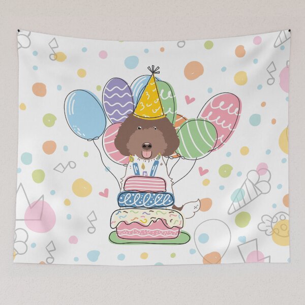 Item preview, Chocolate White Labradoodle Dog Birthday Party designed and sold by Lulupainting.