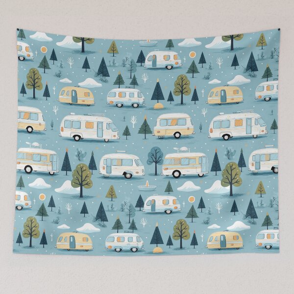 Item preview, #VanLife RV Camping in Winter Pattern designed and sold by FazStuffStore.