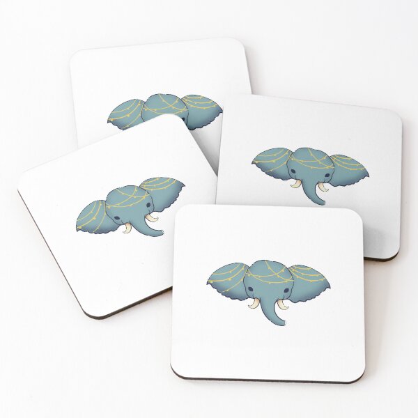 Item preview, cute elephant decorated with gold ribbons  designed and sold by cake-cat.
