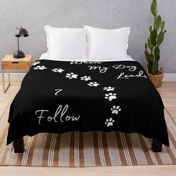 Item preview, Where My Dog Leads, I Follow: Paw-some Pathways White on Black designed and sold by happy-roars.