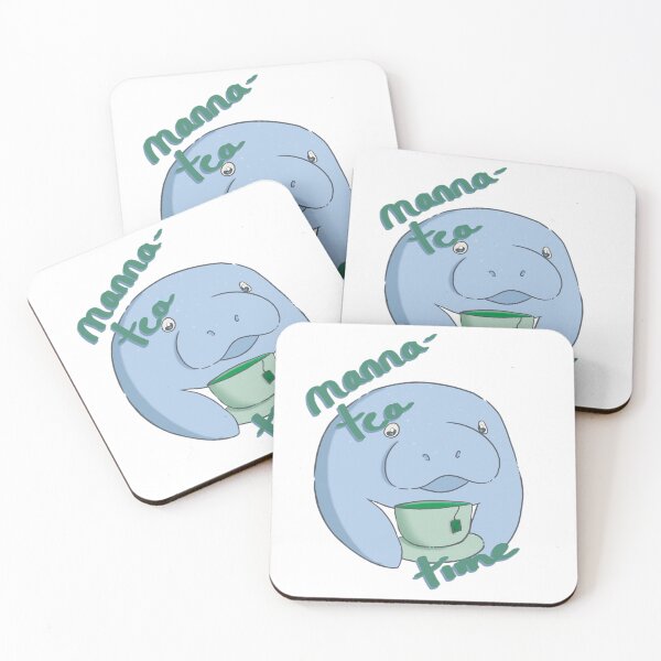 Item preview, manatee drinking tea pun designed and sold by cake-cat.