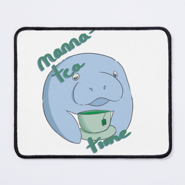 Item preview, manatee drinking tea pun designed and sold by cake-cat.