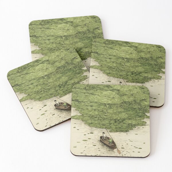 Item preview, Leaf on the Flow: Minimalist Boat on the Green River designed and sold by Piotrek0001.