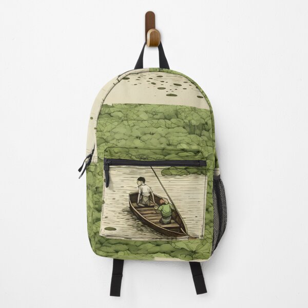 Item preview, Leaf on the Flow: Minimalist Boat on the Green River designed and sold by Piotrek0001.