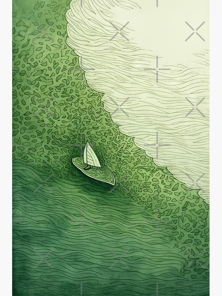 Leaf on the Flow: Minimalist Boat on the Green River | Poster