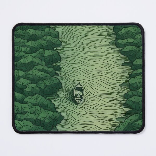 Item preview, Leaf on the Flow: Minimalist Boat on the Green River designed and sold by Piotrek0001.