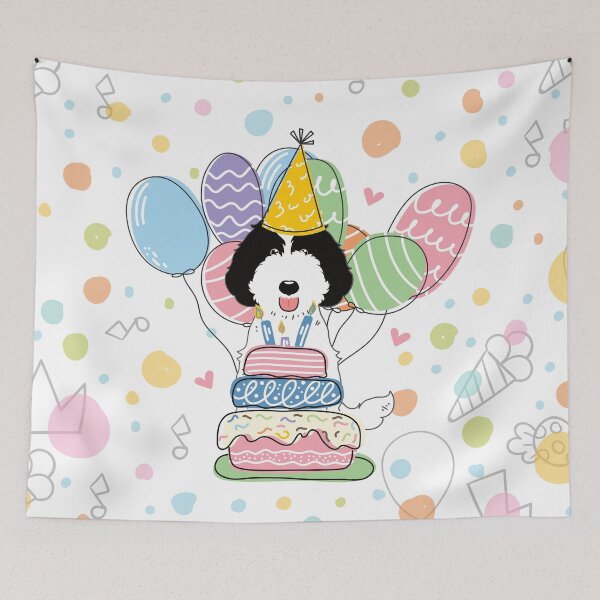 Item preview, Black White Labradoodle Dog Birthday Party designed and sold by Lulupainting.