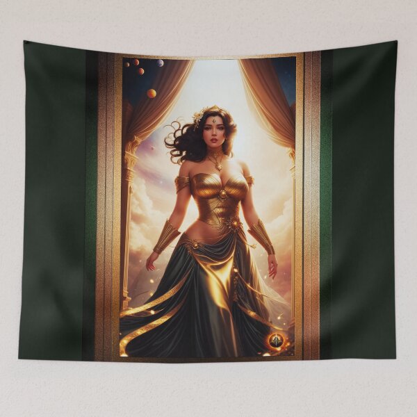 Item preview, Portrait Of Vilizania The Grecian Goddess Of Gold Graceful AI Concept Art Portrait by Xzendor7 designed and sold by Xzendor7 Digital Art Creations.