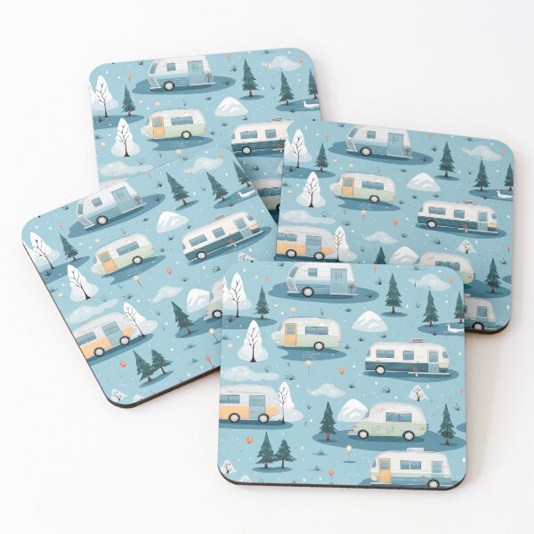 Item preview, RV Camper Vans Camping in Snowy Winter Forest, #VanLife designed and sold by FazStuffStore.