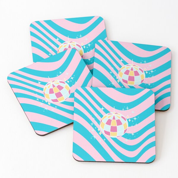 Item preview, Bola de discoteca rosa y azul, arte de fiesta, preppy, arte preppy, años 80 designed and sold by Magic Love Art Print.