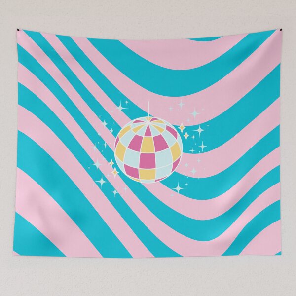 Item preview, Pink and Blue Disco Ball, Party Art, Preppy, Preppy Art, 80s designed and sold by Magic Love Art Print.