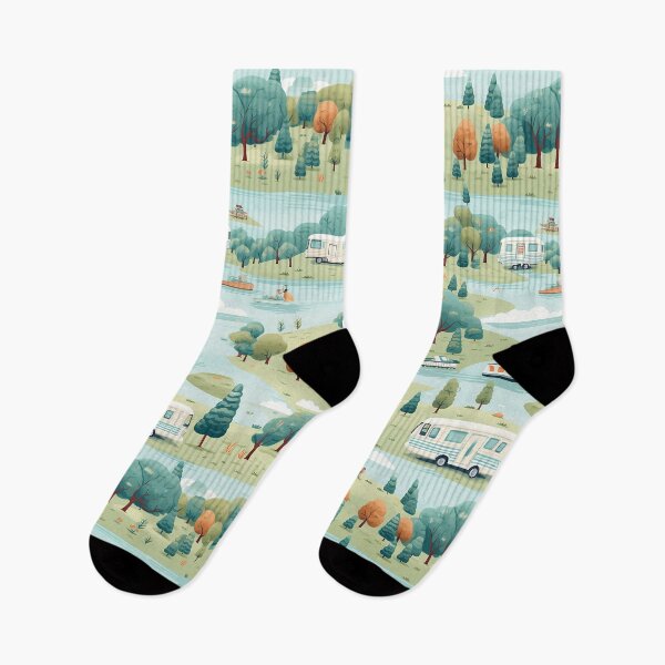 Item preview, Camper Vans Camping by a Beautiful River in the Fall.  designed and sold by FazStuffStore.
