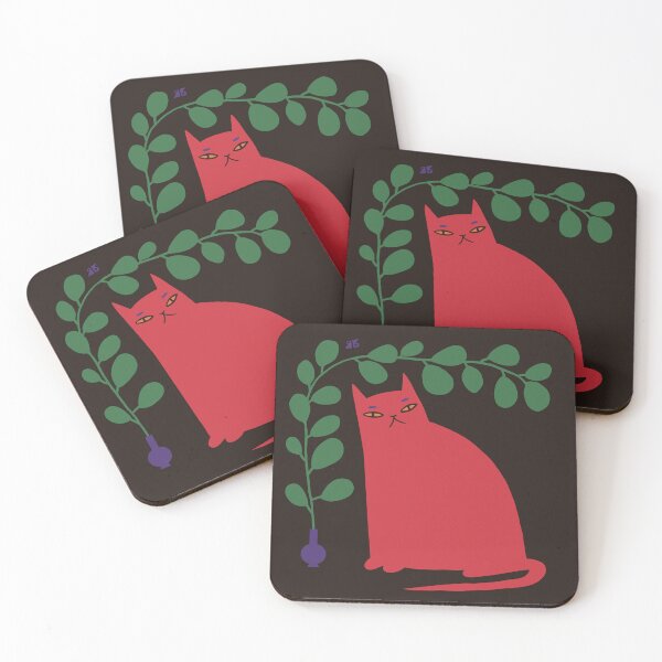 Artikelvorschau, Rote Katze mit einer Pflanze im minimalistischen Stil entworfen und verkauft von balanyonok.