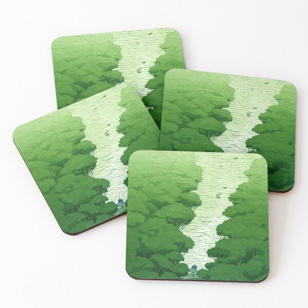 Item preview, Leaf on the Flow: Minimalist Boat on the Green River designed and sold by Piotrek0001.