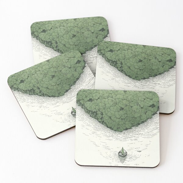 Item preview, Leaf on the Flow: Minimalist Boat on the Green River designed and sold by Piotrek0001.