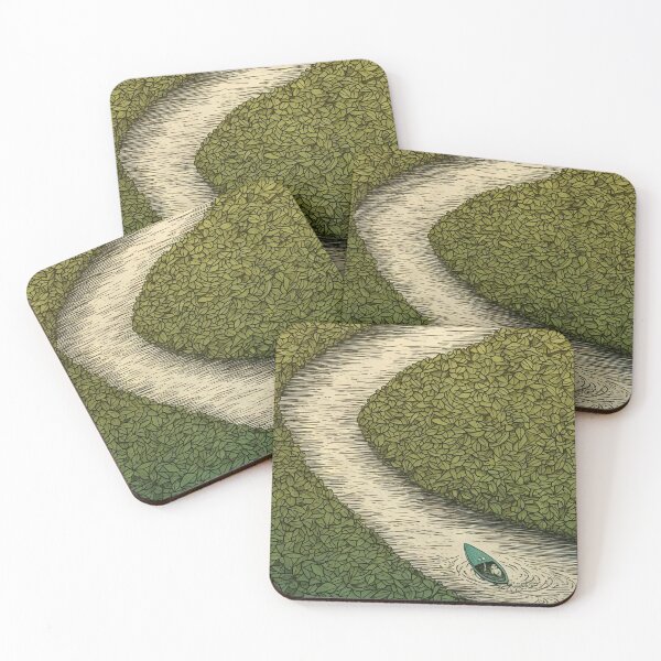 Item preview, Leaf on the Flow: Minimalist Boat on the Green River designed and sold by Piotrek0001.