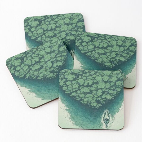 Item preview, Leaf on the Flow: Minimalist Boat on the Green River designed and sold by Piotrek0001.